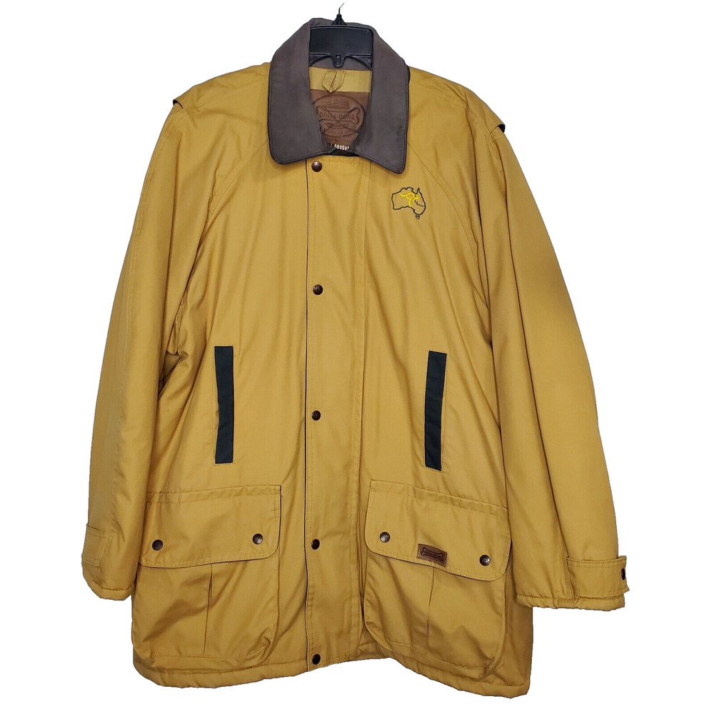 Driza-Bone Grosvenor Mens Jacket Mustard Brown Leather Trim SZ 3XL 9 Chore Coat